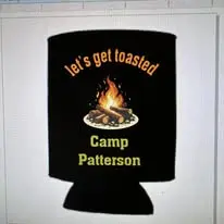 Custom campfire beverage koozie